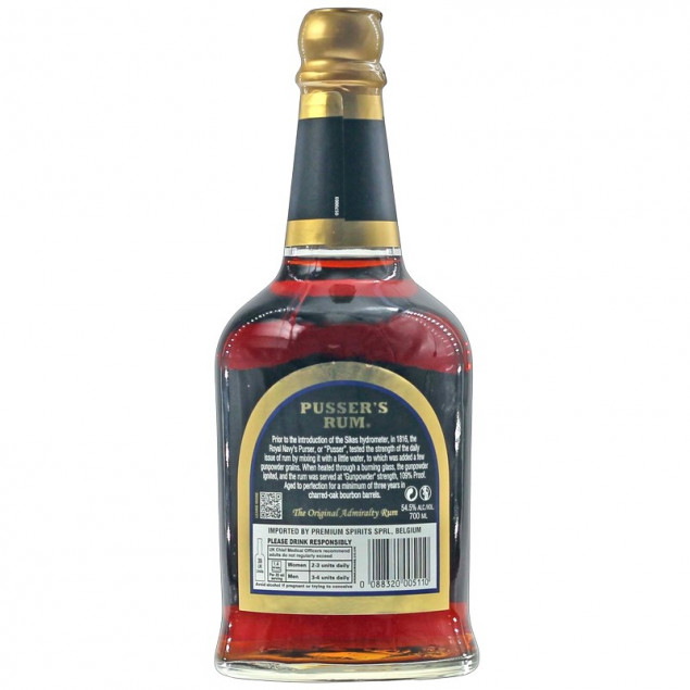 Pussers British Navy Rum Black Label Gunpowder Proof 0,7 L 54,5 % vol